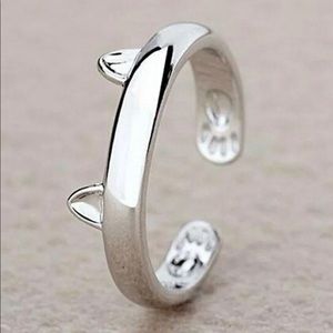 Cute women’s silver cat ears knuckle open ring